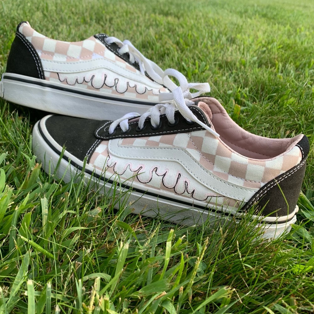 Pink custom painted vans